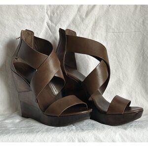 DVF Opal Cognac Leather Platform Wedge Sandals 9.5 NWOT — Pristine w/ Box
